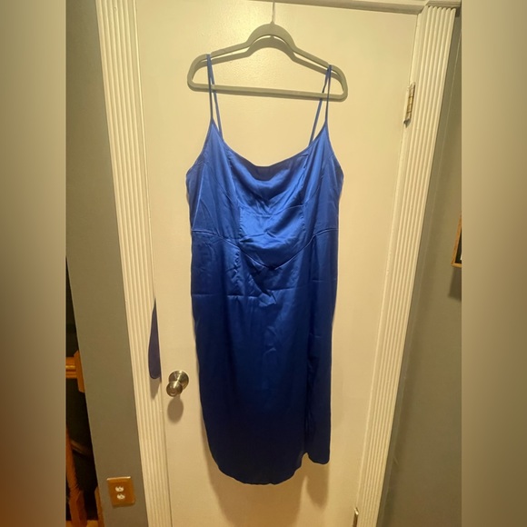 Shein Plus Split Thigh Satin Cami Dress - Picture 3 of 4